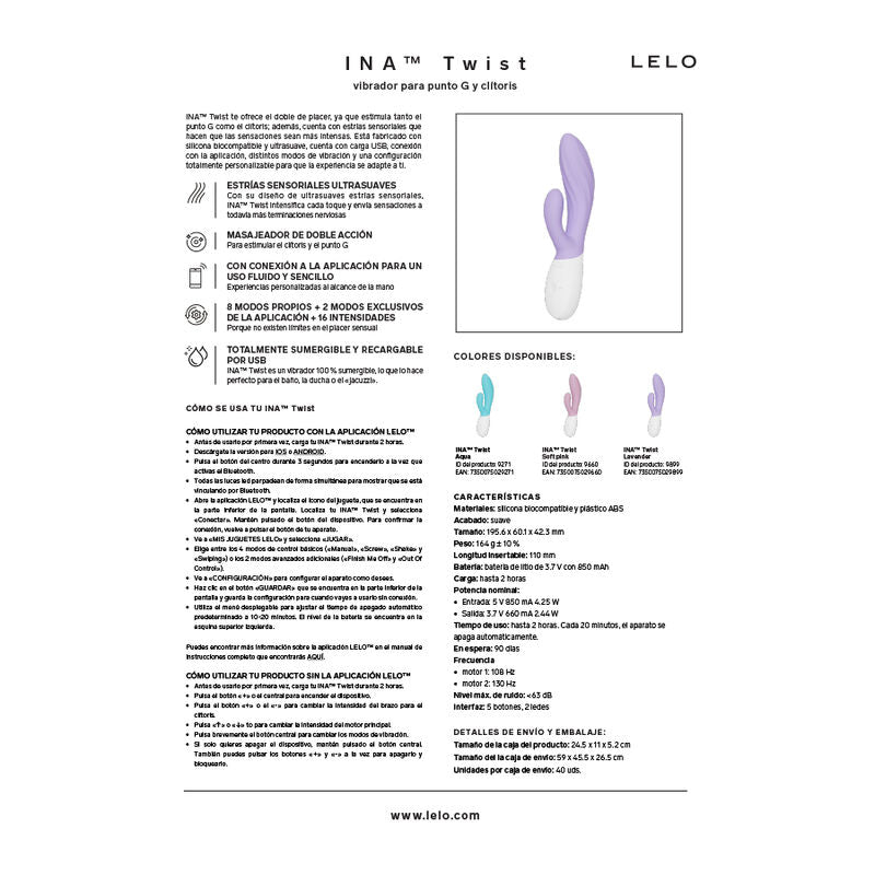 Lelo Ina Twist Double Vibrateur Lapin pour le Point G et le Clitoris Rose (vue 7)