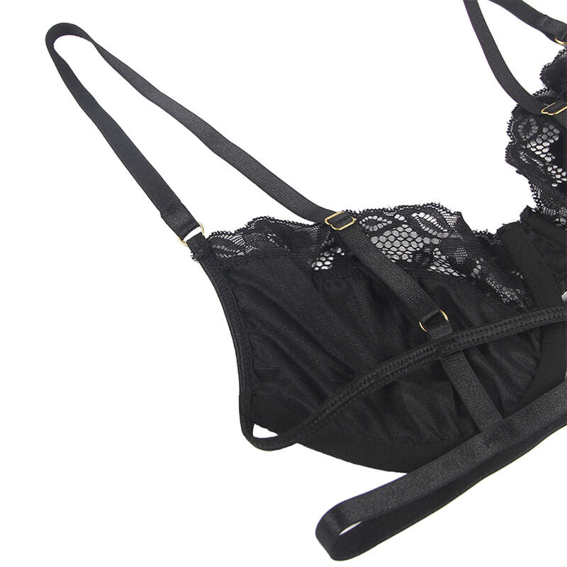 Subblime Lot 3 Pièces Soutien-gorge + String + Jarretière Dentelle Noir L/xl (vue 6)