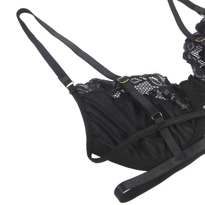 Subblime Lot 3 Pièces Soutien-gorge + String + Jarretière Dentelle Noir L/xl (vue 6)