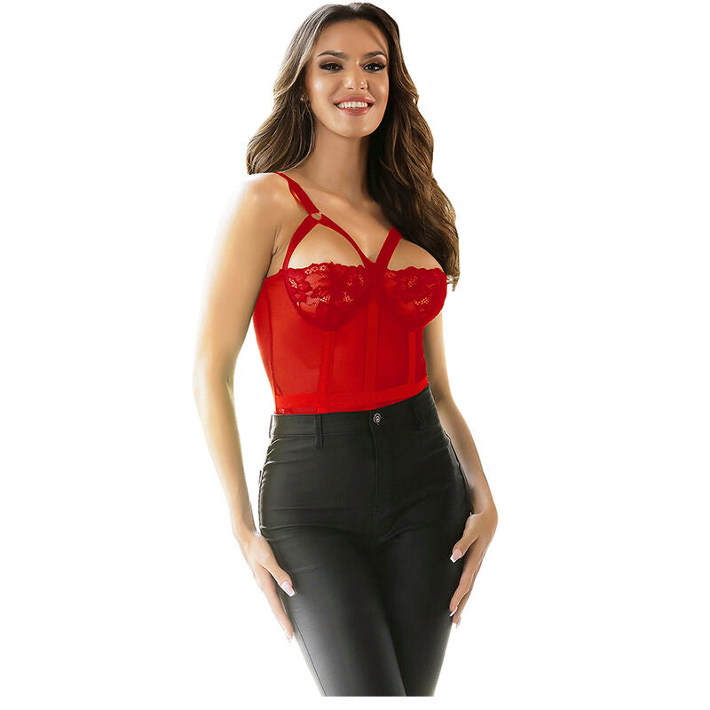 Subblime Teddy avec Jarretière Détail Poitrine Rouge S/m (vue 3)