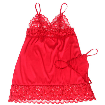 Subblime Babydoll en Satin avec Dentelle Rouge S/m (vue 6)