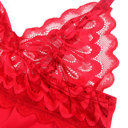Subblime Babydoll en Satin avec Dentelle Rouge S/m (vue 8)