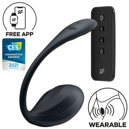 Satisfyer Ribbed Petal Télécommande de Stimulateur de Point G Noir Application Gratuite