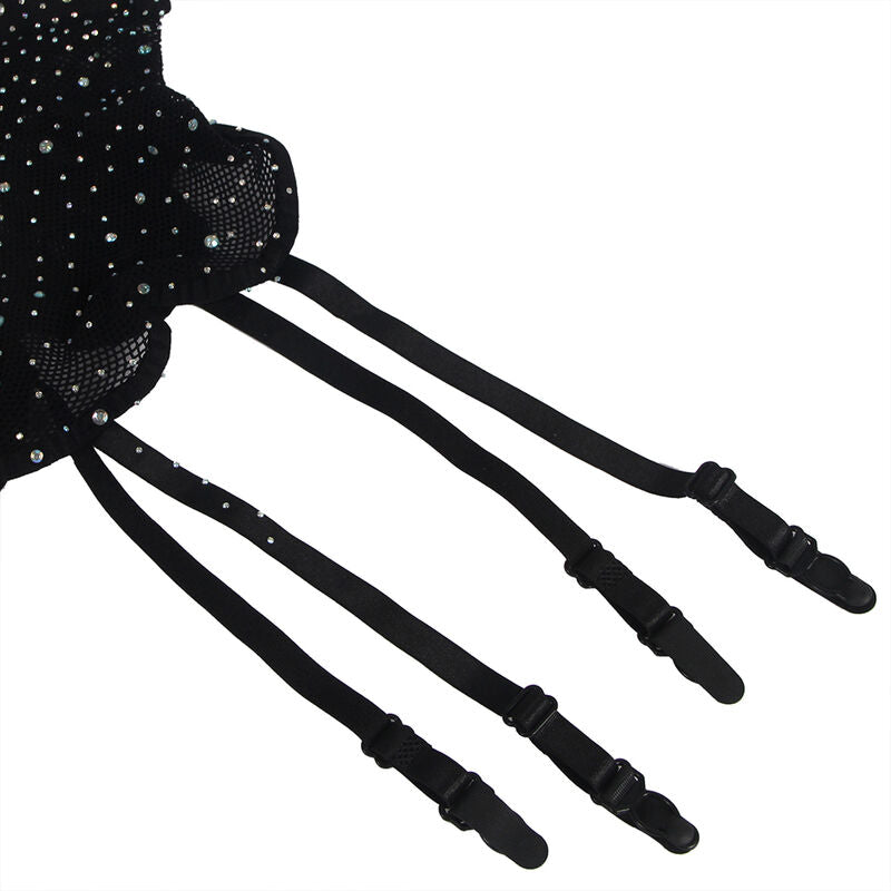 Subblime Bodystocking Resille avec Gants et Diamants Noir Taille Unique (vue 7)