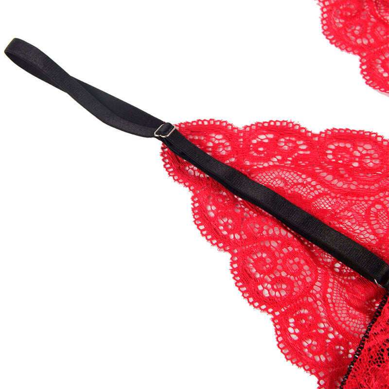 Subblime Chemisier de Nuit en Soie et Dentelle + Culotte Rouge S/m (vue 12)