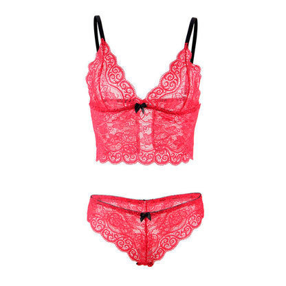 Subblime Chemisier de Nuit en Soie et Dentelle + Culotte Rouge S/m (vue 7)