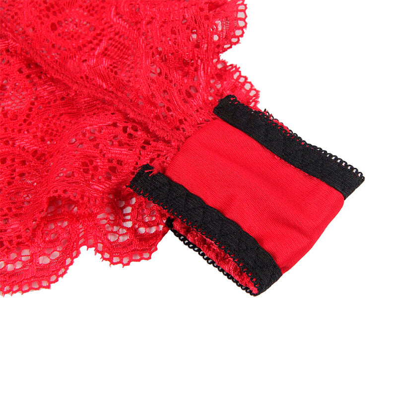 Subblime Chemisier de Nuit en Soie et Dentelle + Culotte Rouge S/m (vue 14)