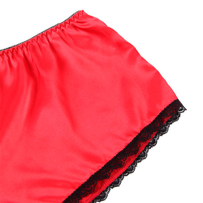 Subblime Chemisier de Nuit en Soie et Dentelle + Culotte Rouge S/m (vue 11)