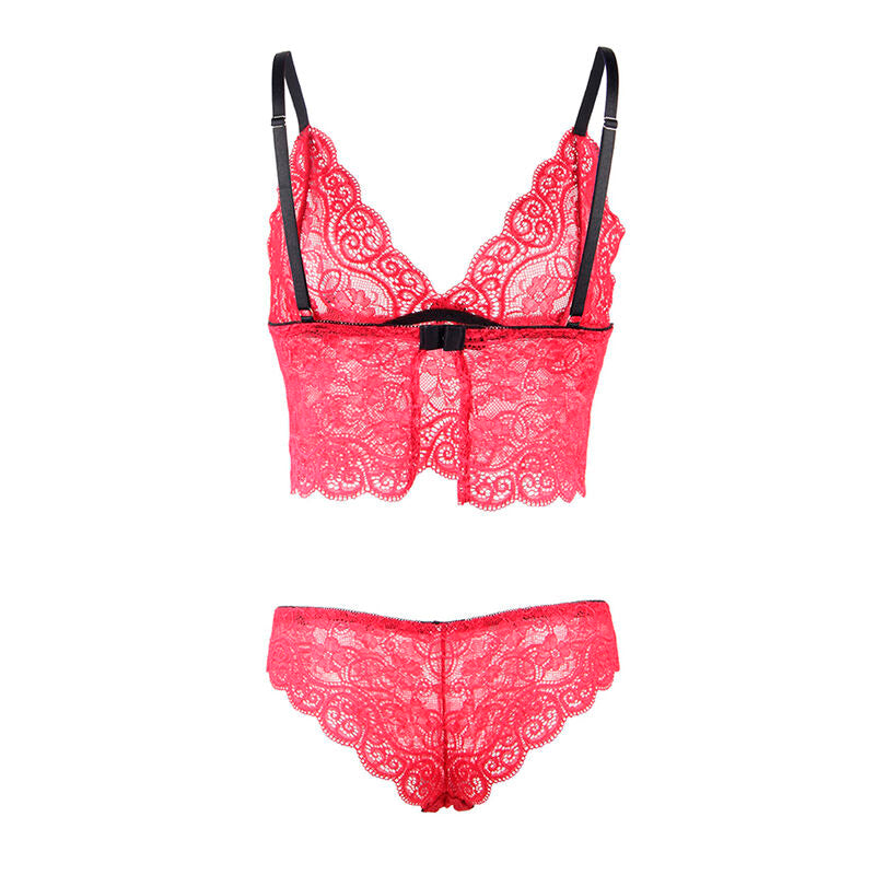 Subblime Chemisier de Nuit en Soie et Dentelle + Culotte Rouge L/xl (vue 8)