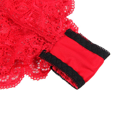 Subblime Chemisier de Nuit en Soie et Dentelle + Culotte Rouge L/xl (vue 12)