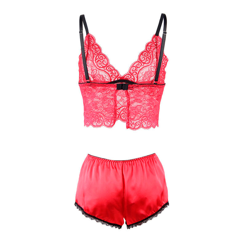 Subblime Chemisier de Nuit en Soie et Dentelle + Culotte Rouge L/xl (vue 6)