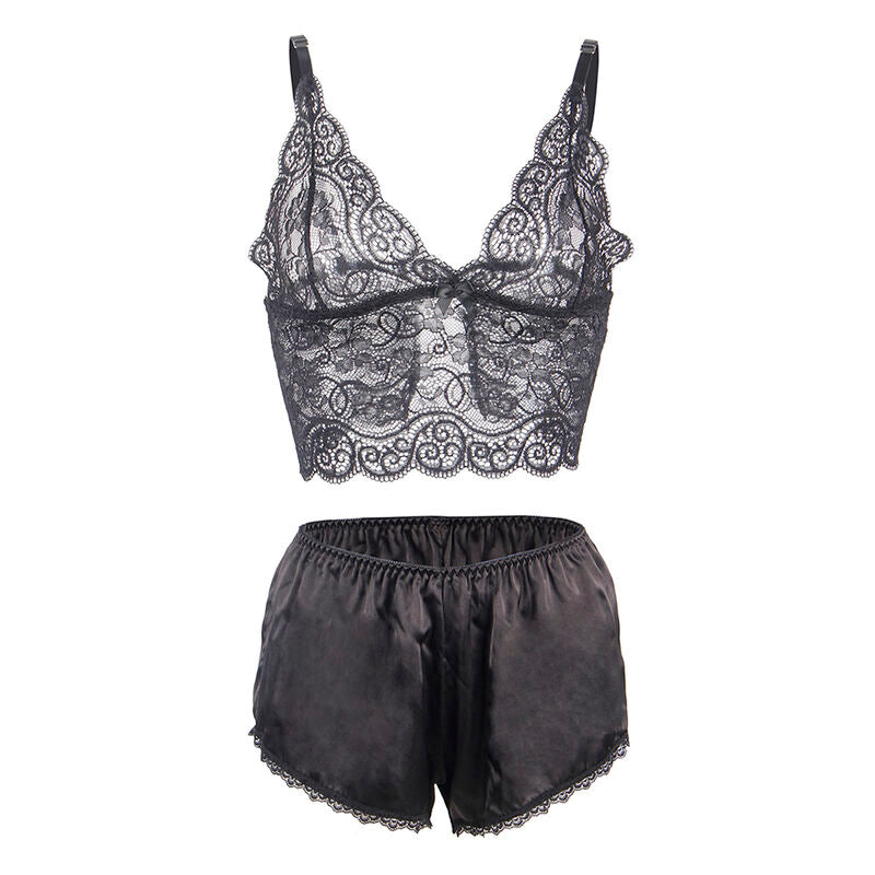 Subblime Chemisier de Nuit en Soie et Dentelle + Culotte Noire S/m (vue 5)