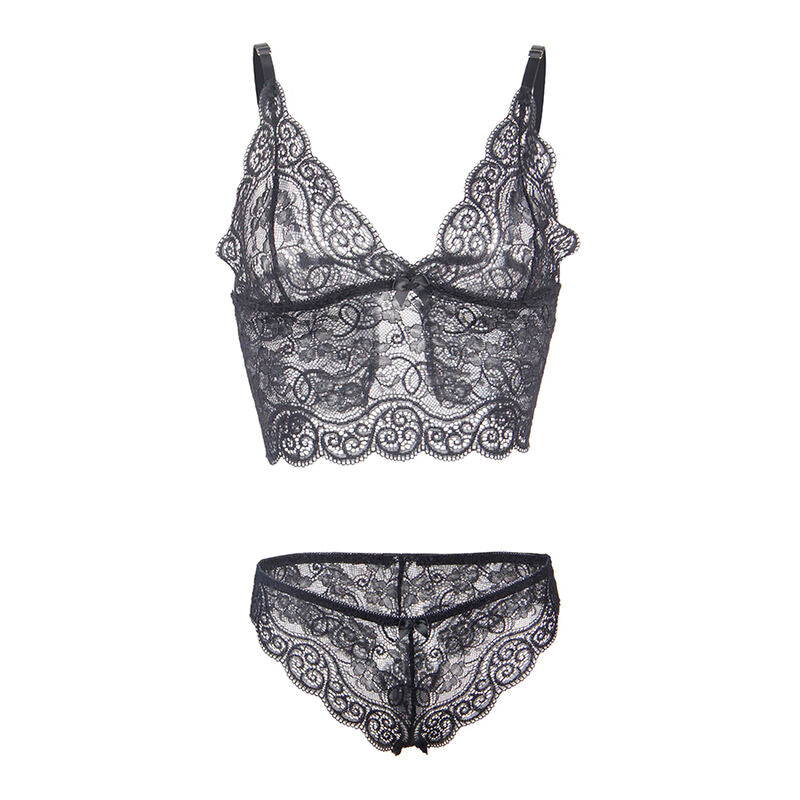 Subblime Chemisier de Nuit en Soie et Dentelle + Culotte Noire S/m (vue 8)