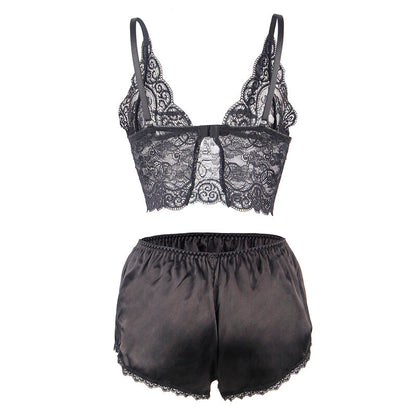 Subblime Chemisier de Nuit en Soie et Dentelle + Culotte Noire L/xl (vue 6)