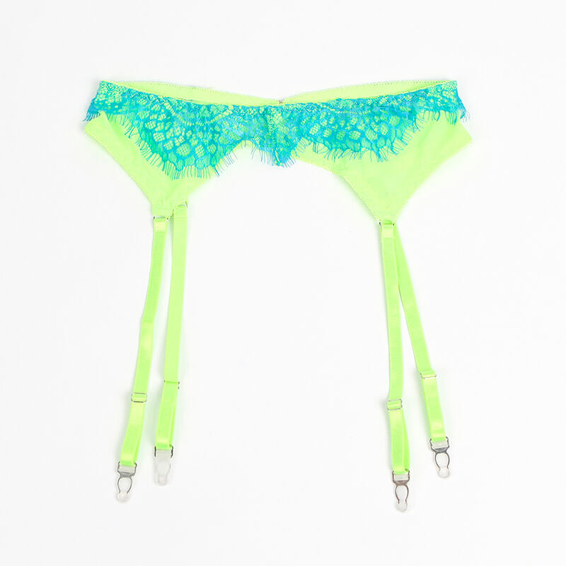 Subblime Ensemble Soutien-gorge avec Lignes Dentelle et Jarretelle Vert et Bleu L/xl (vue 13)