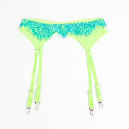 Subblime Ensemble Soutien-gorge avec Lignes Dentelle et Jarretelle Vert et Bleu L/xl (vue 13)