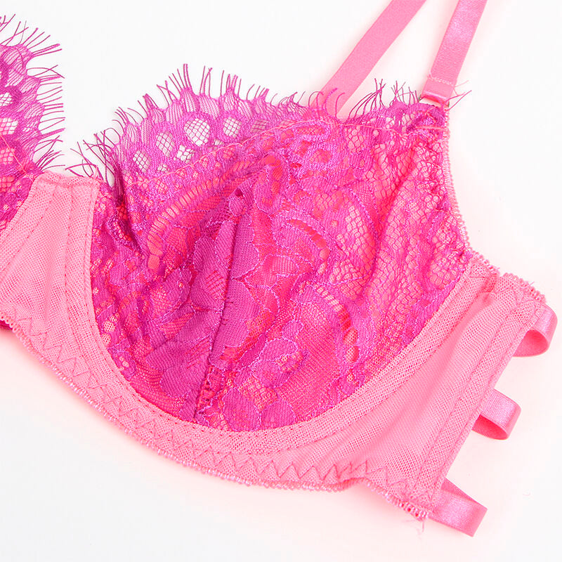 Subblime Ensemble Soutien-gorge avec Dentelle et Liens Jarretelles Rose et Violet S/m (vue 10)