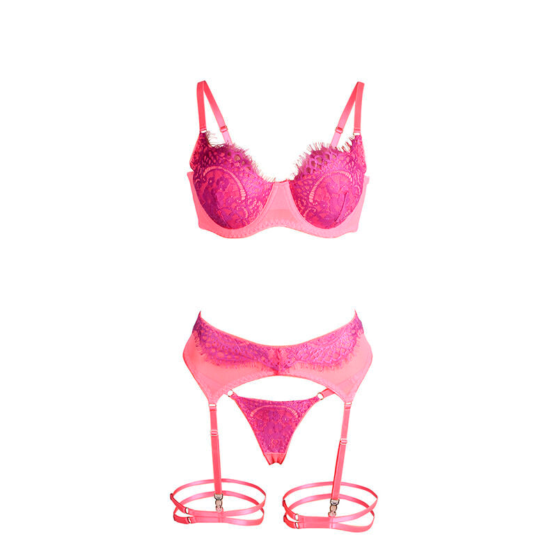 Subblime Ensemble Soutien-gorge avec Dentelle et Liens Jarretelles Rose et Violet S/m (vue 6)