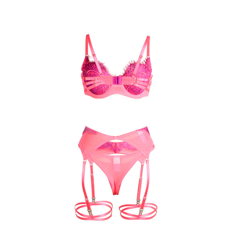 Subblime Ensemble Soutien-gorge avec Dentelle et Liens Jarretelles Rose et Violet S/m (vue 7)
