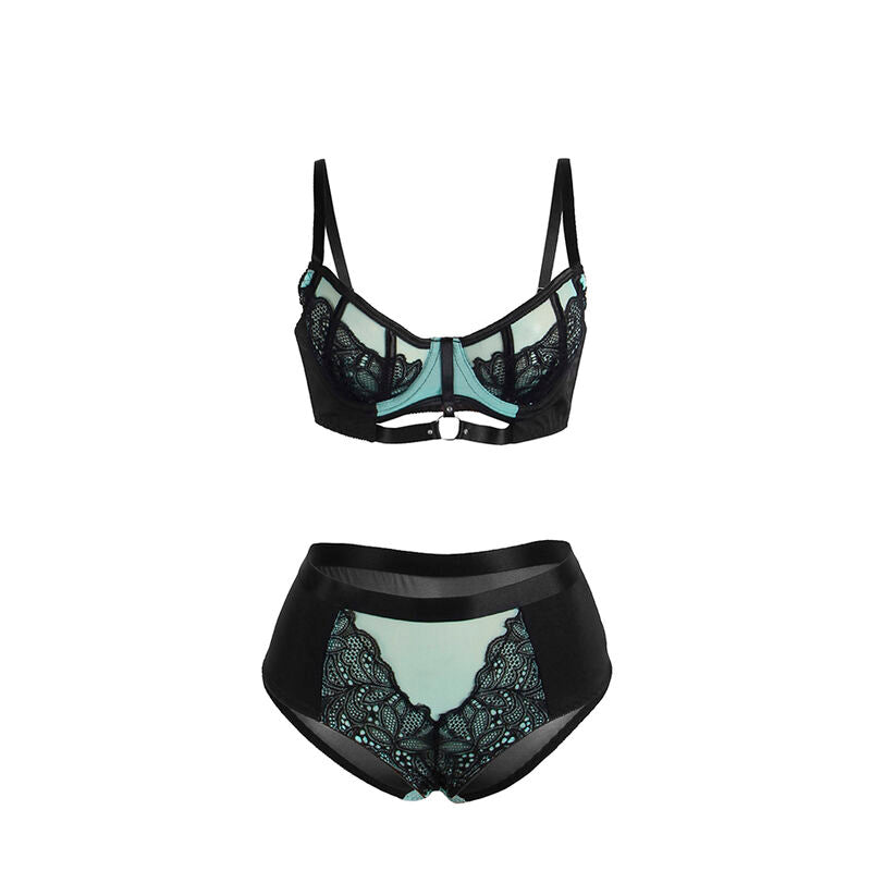 Subblime Ensemble Soutien-gorge en Cuir Verni Vert avec Fermeture Éclair S/m (vue 5)