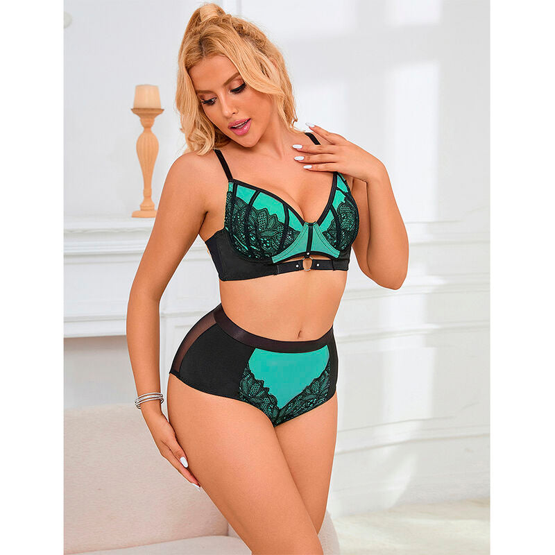 Subblime Ensemble Soutien-gorge en Cuir Verni Vert avec Fermeture Éclair S/m (vue 11)