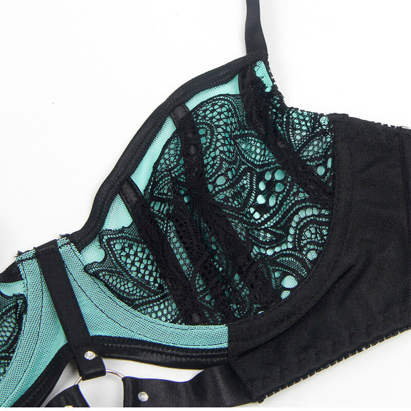 Subblime Ensemble Soutien-gorge en Cuir Verni Vert avec Fermeture Éclair S/m (vue 8)