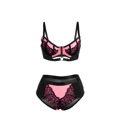 Subblime Ensemble Soutien-gorge en Cuir Verni Rose avec Fermeture Éclair S/m (vue 5)