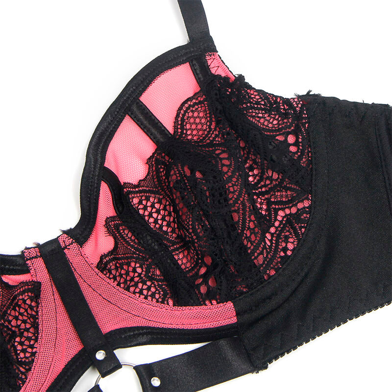 Subblime Ensemble Soutien-gorge en Cuir Verni Rose avec Fermeture Éclair S/m (vue 8)