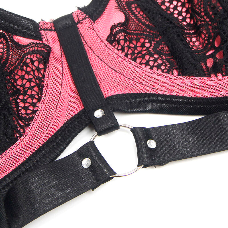 Subblime Ensemble Soutien-gorge en Cuir Verni Rose avec Fermeture Éclair S/m (vue 9)