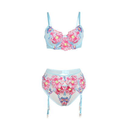 Subblime Ensemble Soutien-gorge et Porte-jarretelles Brodé Fleurs Rose L/xl (vue 5)