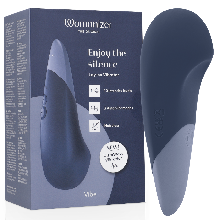Womanizer Vibe Lay-on Vibrateur Silencieux Bleu Foncé