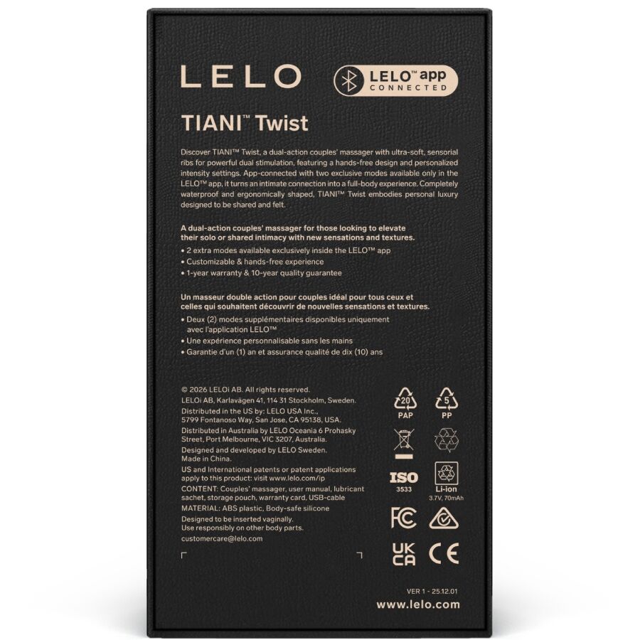 Lelo Tiani Twist Vibrateur pour Couples Lavande (vue 4)