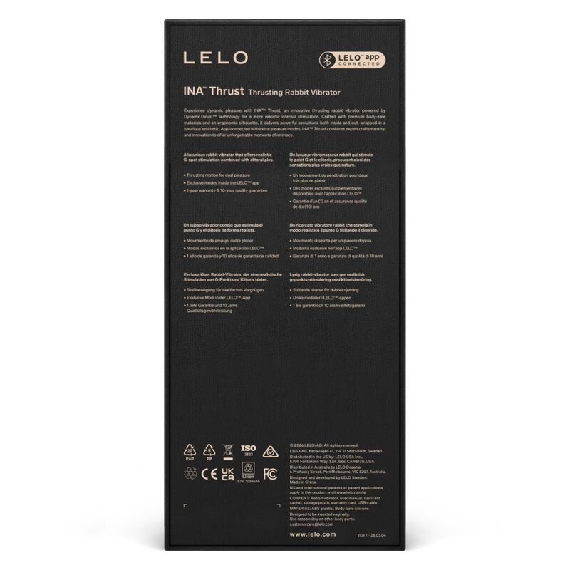 Lelo Ina Thrust Rabbit Vibrateur à Poussée Noir (vue 12)