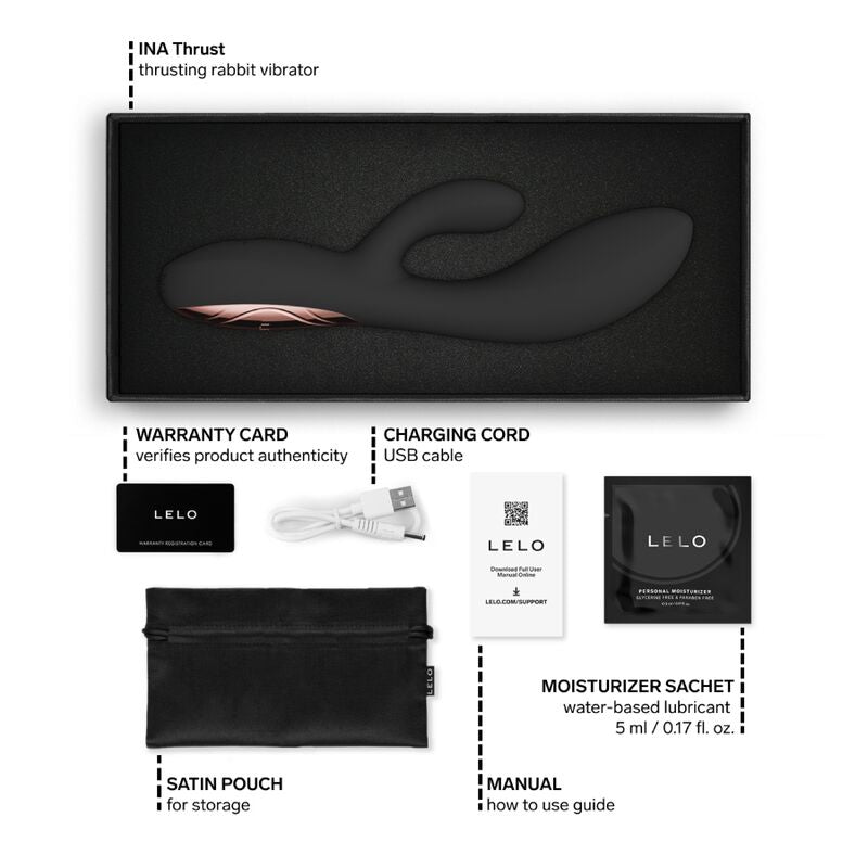 Lelo Ina Thrust Rabbit Vibrateur à Poussée Noir (vue 9)