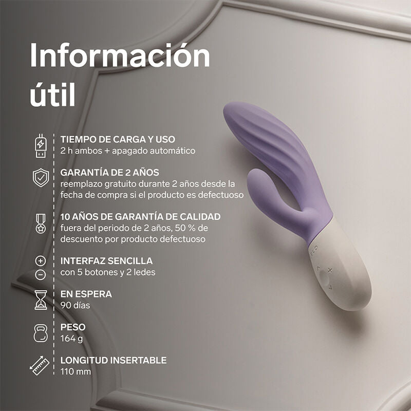 Lelo Ina Twist Double Vibrateur Lapin pour le Point G et le Clitoris Lavande (vue 9)