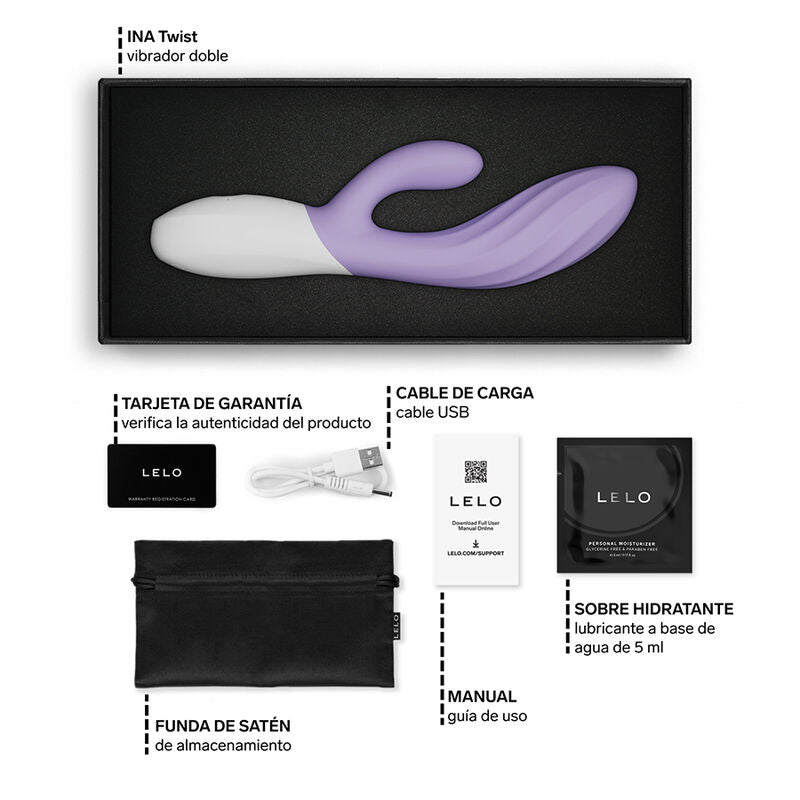Lelo Ina Twist Double Vibrateur Lapin pour le Point G et le Clitoris Lavande (vue 6)