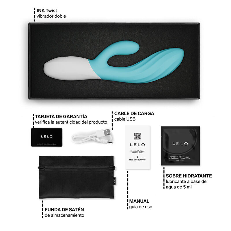 Lelo Ina Twist Double Vibrateur Lapin pour le Point G et le Clitoris Bleu (vue 6)