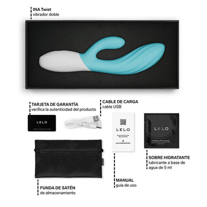 Lelo Ina Twist Double Vibrateur Lapin pour le Point G et le Clitoris Bleu (vue 6)
