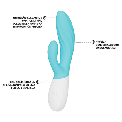 Lelo Ina Twist Double Vibrateur Lapin pour le Point G et le Clitoris Bleu (vue 3)