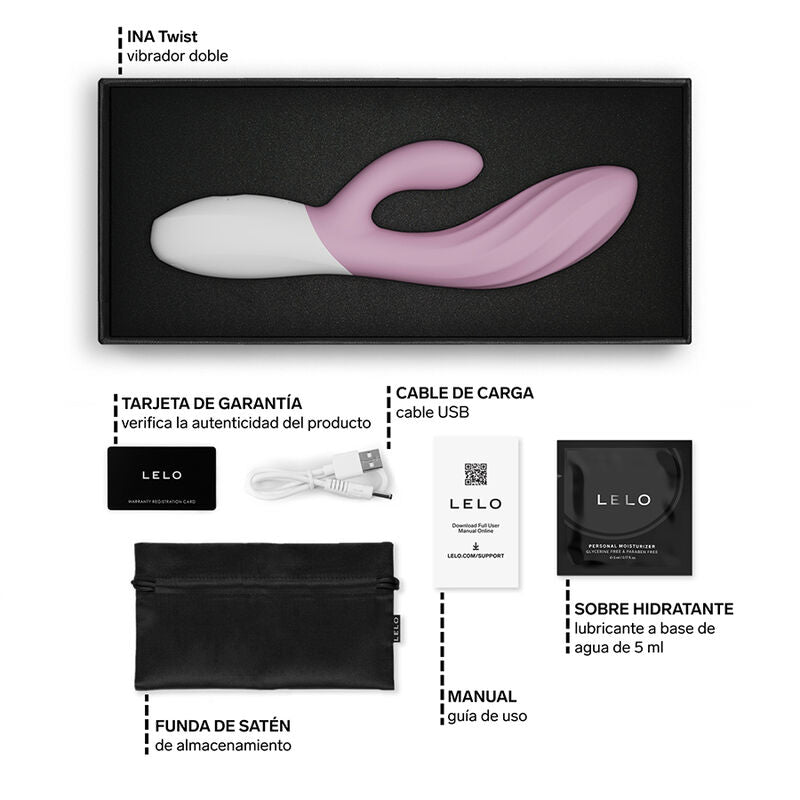Lelo Ina Twist Double Vibrateur Lapin pour le Point G et le Clitoris Rose (vue 6)