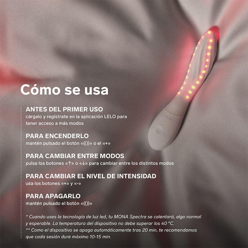 Lelo Mona Spectra Masseur Intime à Lumière Rouge Rechargeable Contrôlé par Application (vue 5)