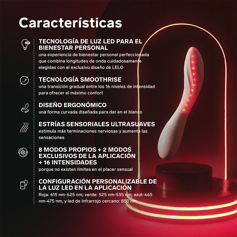 Lelo Mona Spectra Masseur Intime à Lumière Rouge Rechargeable Contrôlé par Application (vue 6)