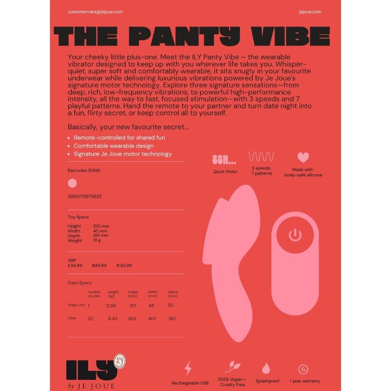 Je Joue ILY Panty Vibe Vibrateur Intime à Télécommande (vue 15)
